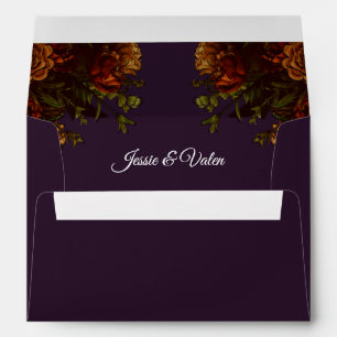 Fall Purple Rustic Orange Wedding Elegant Gothic Envelope