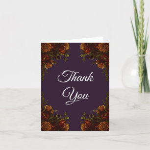 Fall Purple Rustic Orange Wedding Elegant Gothic Thank You Card