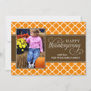 Fall Quatrefoil Pattern Thanksgiving Cards