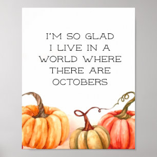 Fall Quote October Pumpkins Poster