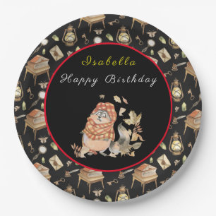 Fall Racoon Customise Text and Colour Paper Plate