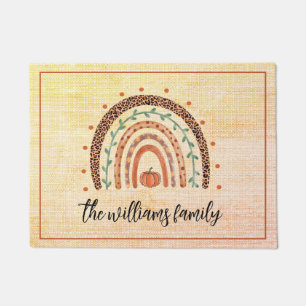 Fall Rainbow Family Name Doormat