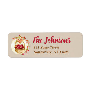 Fall Red Apple Basket Return Address Labels