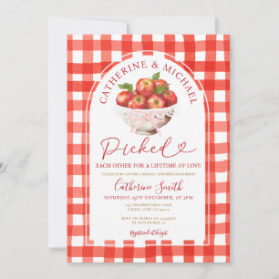 Fall Red Apple Bridal Shower Picked Each Other Invitation