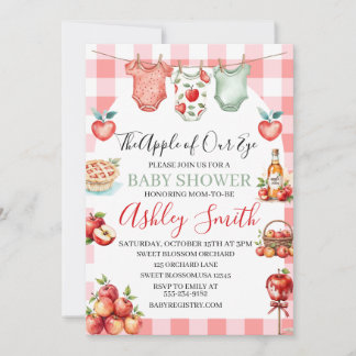 Fall Red Apple of My Eye Baby Shower Invitation