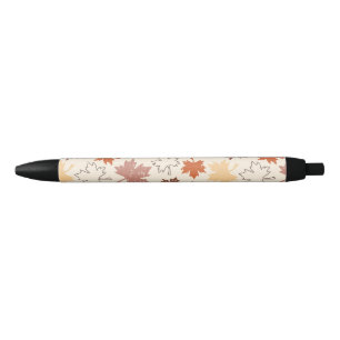 Fall red brown maple leaves earth colours black ink pen