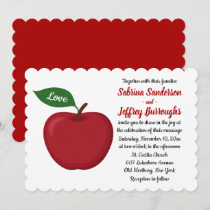 Fall Red Burgundy Wedding Country Apple Love Invitation