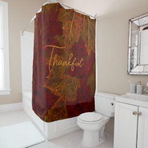 Fall Red Gold Rustic Elegant Maple Leaves Thankfu Shower Curtain