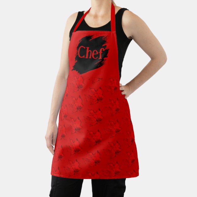 Fall Red Leaves All-Over Print Chef Apron (Insitu)