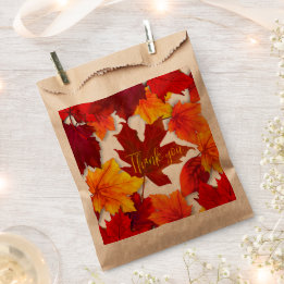 Fall Red Leaves Thank You Favour Bags