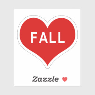 FALL Red Love Heart Vinyl Sticker