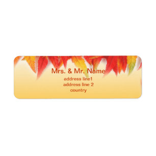 Fall red maple leaves address label