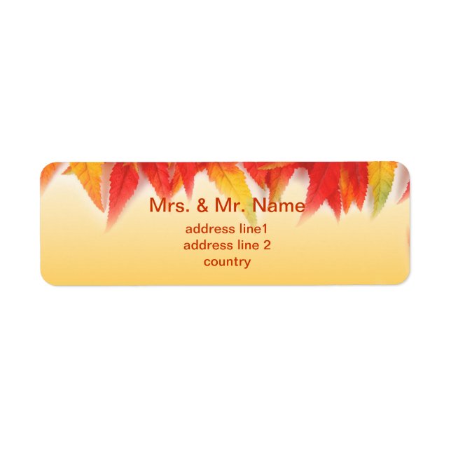Fall red maple leaves address label (Front)