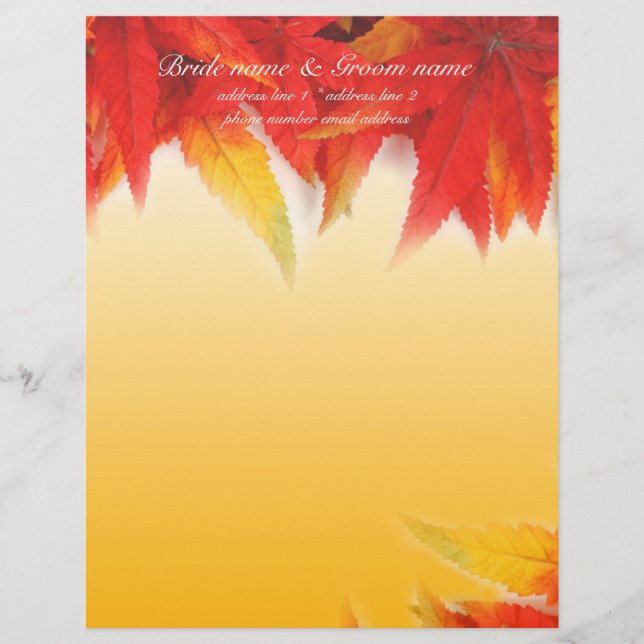 Fall red maple leaves letterhead with names (Front)