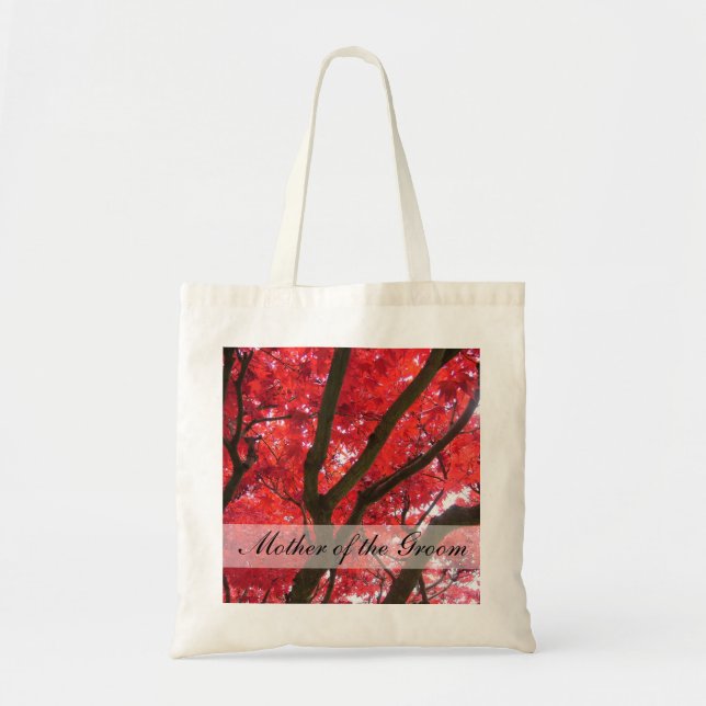 fall red maple tree wedding bags for bride, groom, (Front)