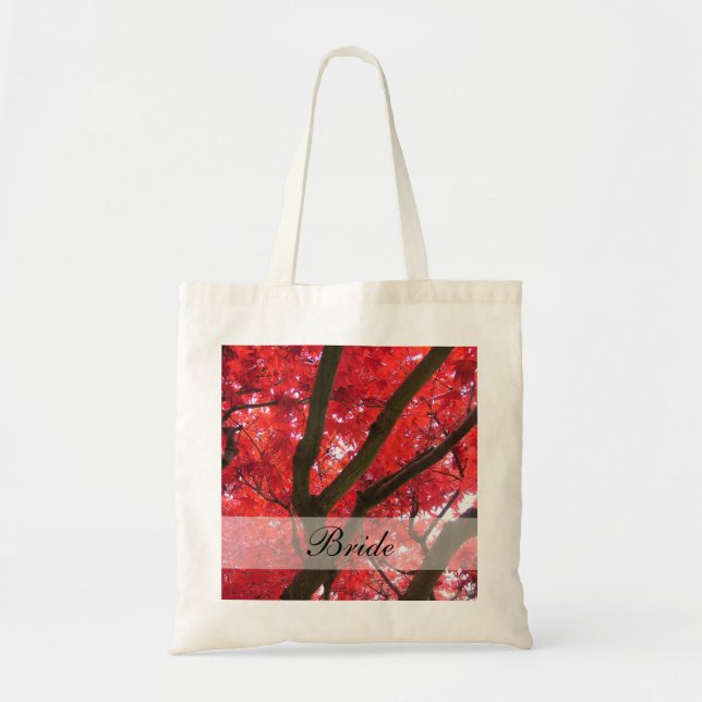 fall red maple tree wedding bags for bride, groom, (Front)