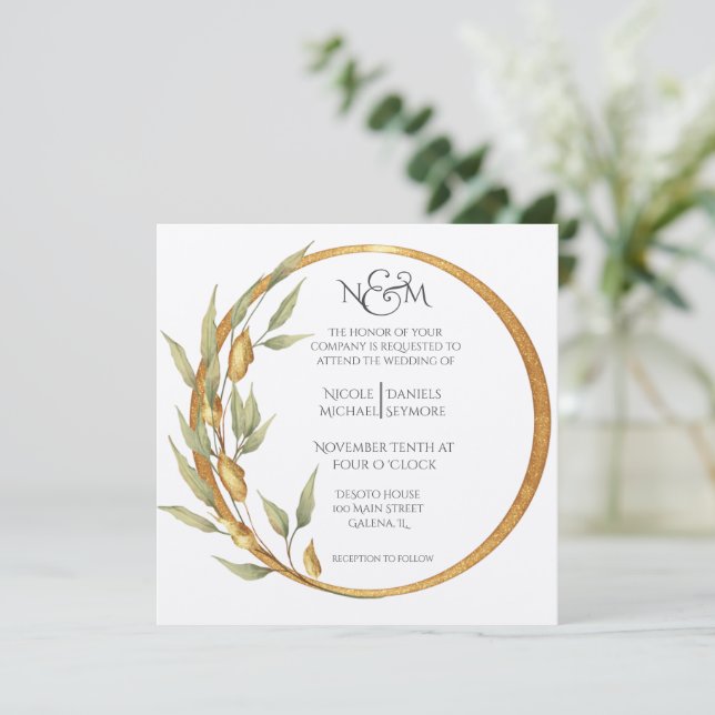 Fall Red Tone Floral  With Poem Invitation (Standing Front)