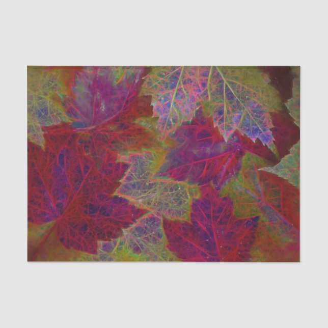 Fall Red Yellow Neon Maple Leaves Tissue Paper (Front)