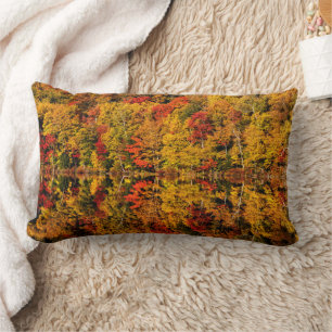 Fall Reflection on Russell Pond   New Hampshire Lumbar Cushion