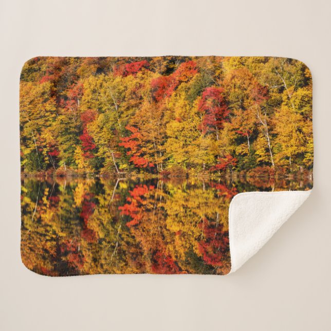 Fall Reflection on Russell Pond | New Hampshire Sherpa Blanket (Front (Horizontal))