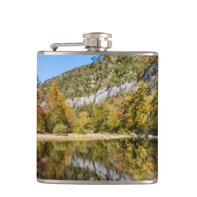 Fall Reflections At Buffalo National River Hip Flask (Front)
