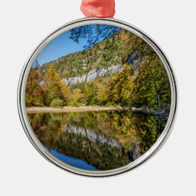 Fall Reflections At Buffalo National River Metal Tree Decoration (Front)