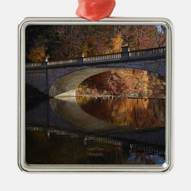Fall Reflections at the Vanderbilt Estate Metal Tree Decoration (Front)