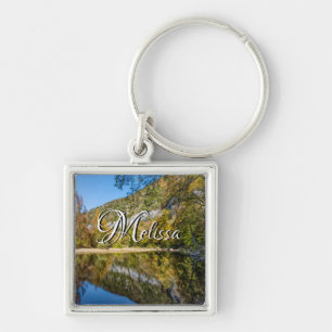 Fall Reflections Buffalo River Square Keychain