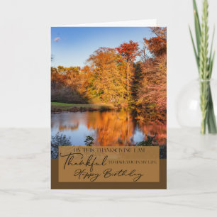 Fall Reflections on a Pond Thanksgiving Birthday Card