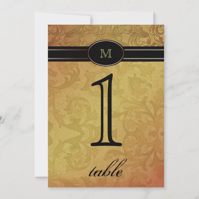 Fall Regency Black Gold Anniversary Table Number (Front)