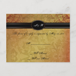 Fall Regency Wedding RSVP Invitation Postcard