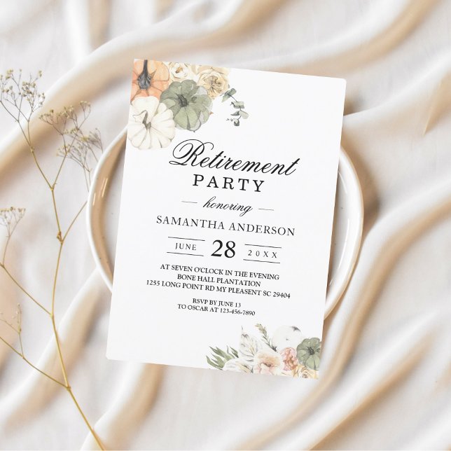Fall Retirement Party Invitation | Elegant Pumpkin (Creator Uploaded)