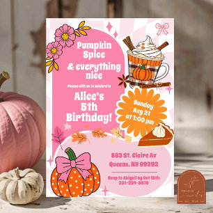 Fall Retro Pumpkin spice and everything nice Invitation