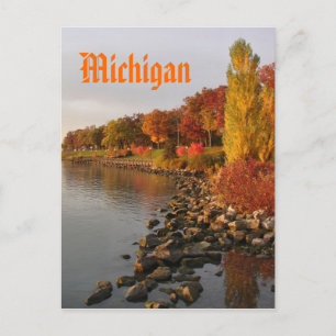 fall river bank, Michigan Postcard