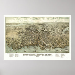 Fall River, MA Panoramic Map - 1877 Poster