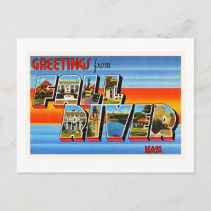 Fall River Massachusetts MA Old Travel Souvenir Postcard