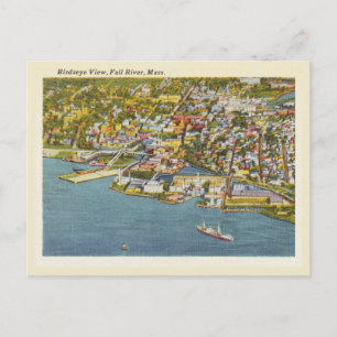 Fall River Massachusetts vintage bird's eye view Postcard