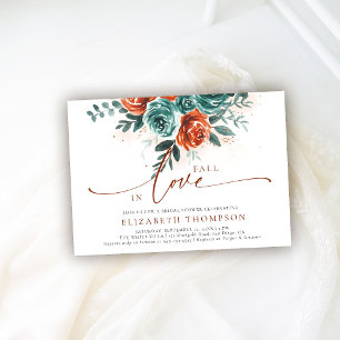 Fall Romantic Boho Roses Greenery Bridal Shower Invitation