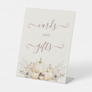 Fall Romantic Pumpkins 'Cards And Gifts' Pedestal Sign