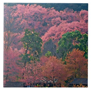 Fall romantic trees/Psalm  Philippians 4:9 Tile