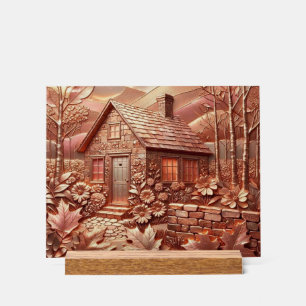 Fall Rose Gold Copper Cottage Metallic Foil Relief Acrylic Sign