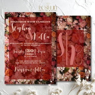 Fall Roses Wedding Autumn Floral Elegant Invitation
