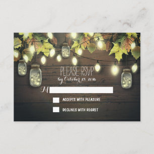 Fall RSVP cards with twinkle lights mason  jars