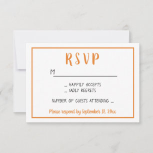 Fall RSVP Orange Autumn Wedding Party Minimalist
