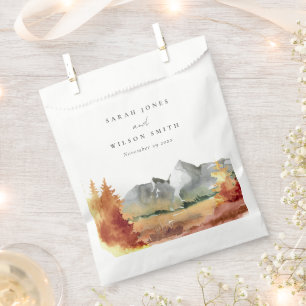 Fall Rust Orange Mountain Trees Foliage Wedding Favour Bags