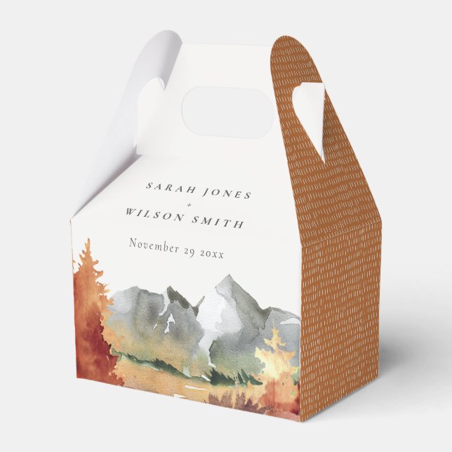 Fall Rust Orange Mountain Trees Foliage Wedding  Favour Box (Front Side)