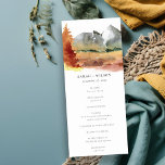 Fall Rust Orange Mountain Trees Wedding Program Invitation<br><div class="desc">If you need any further customisation please feel free to message me on yellowfebstudio@gmail.com.</div>