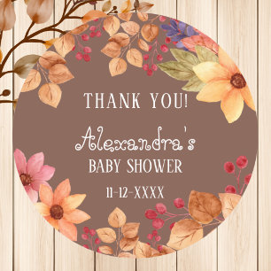 Fall Rustic Autumn Baby Shower Thank You Classic Round Sticker