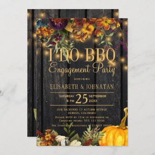 Fall rustic barn wood I do bbq engagement party Invitation