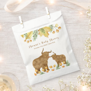 Fall Rustic Boho Highland Cow Baby Shower  Favour Bags